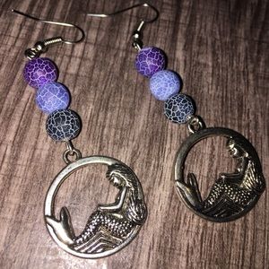 Mermaid charm dangle earrings